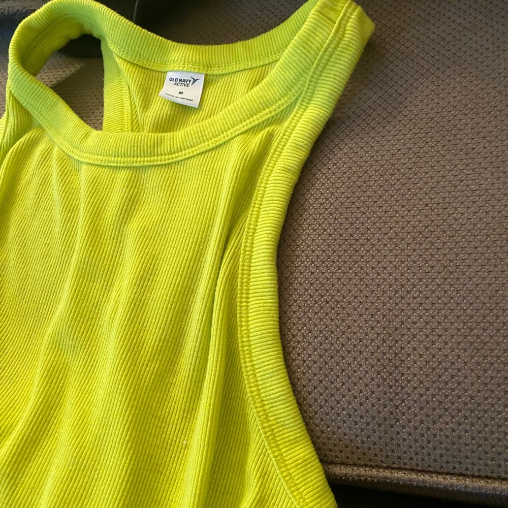 Green Yellow Ribbed Racerback - Picture 2 of 4